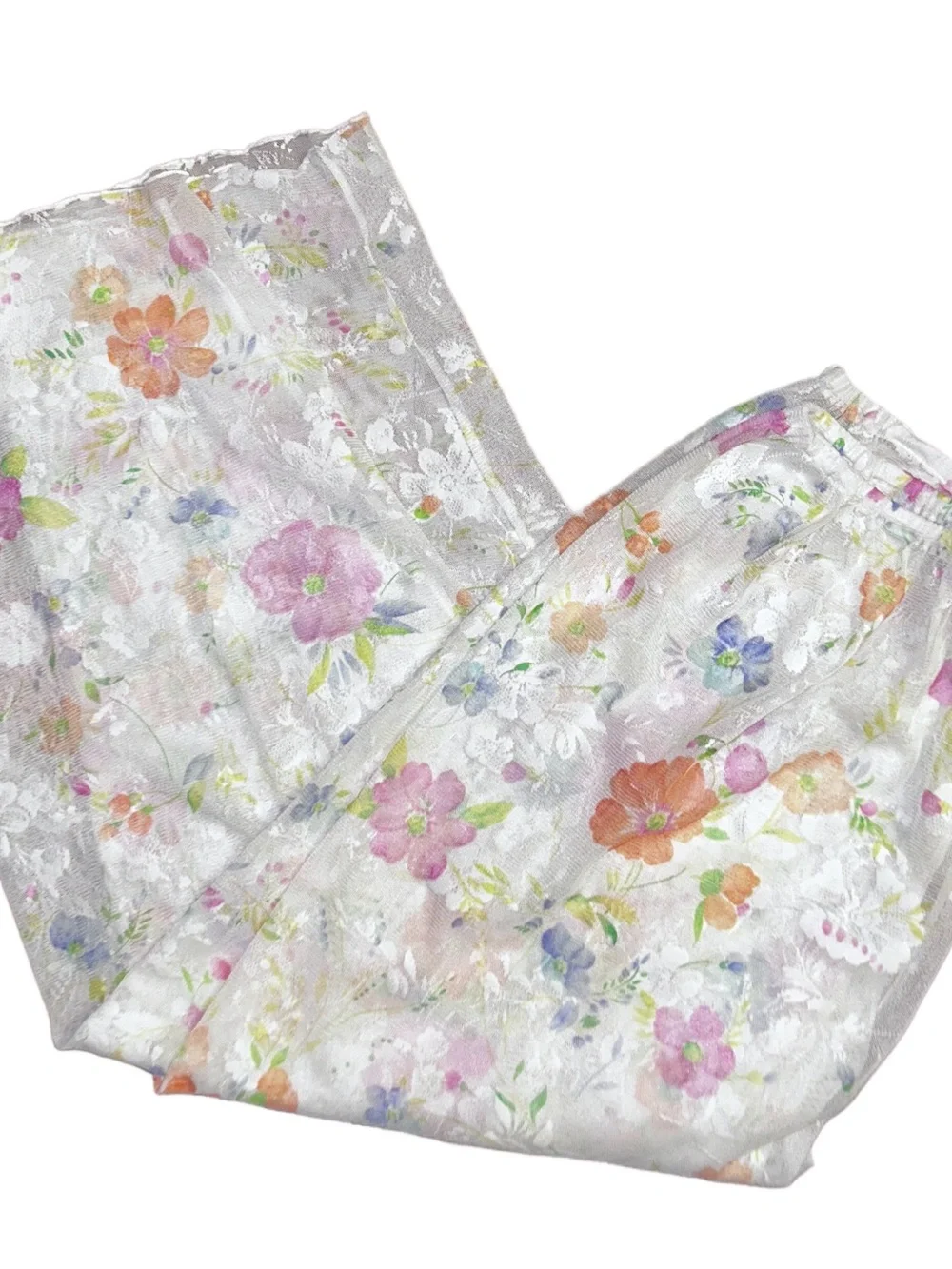 Victoria’s Secret ~ Small ~ White W/ Multi-Colors Floral Lace ~ Pajamas Pants